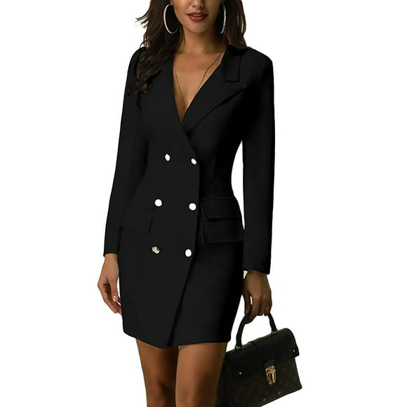 Womens Dress Ladies Tuxedo V Neck Wrap Military Button Front Split Coat Blazer